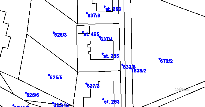 Parcela st. 255 v KÚ Dětřichov u Frýdlantu, Katastrální mapa
