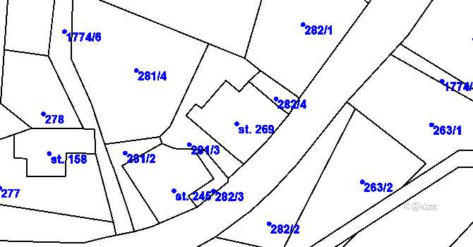 Parcela st. 269 v KÚ Dětřichov u Frýdlantu, Katastrální mapa