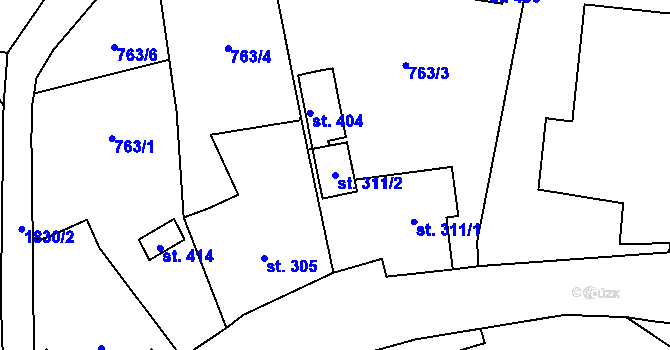 Parcela st. 311/2 v KÚ Dětřichov u Frýdlantu, Katastrální mapa