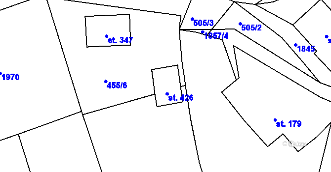 Parcela st. 426 v KÚ Dětřichov u Frýdlantu, Katastrální mapa