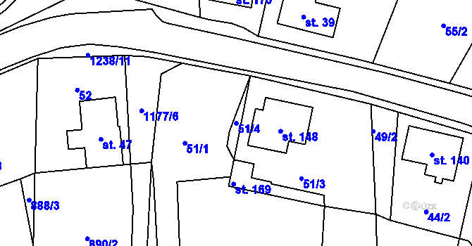 Parcela st. 51/4 v KÚ Heřmanice u Frýdlantu, Katastrální mapa