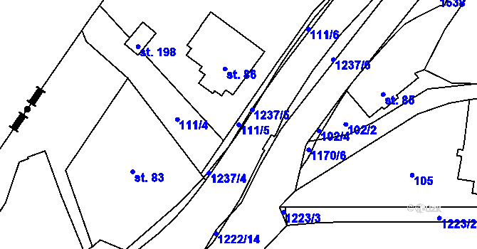 Parcela st. 111/5 v KÚ Heřmanice u Frýdlantu, Katastrální mapa