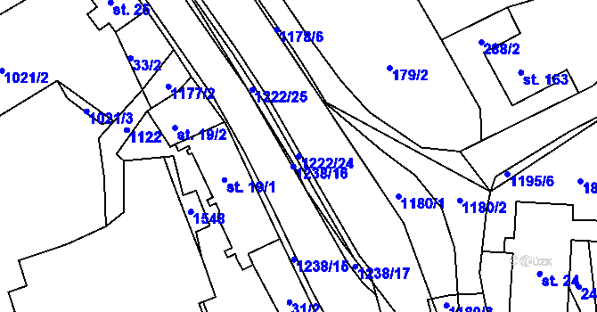 Parcela st. 1222/24 v KÚ Heřmanice u Frýdlantu, Katastrální mapa