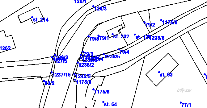 Parcela st. 1238/5 v KÚ Heřmanice u Frýdlantu, Katastrální mapa