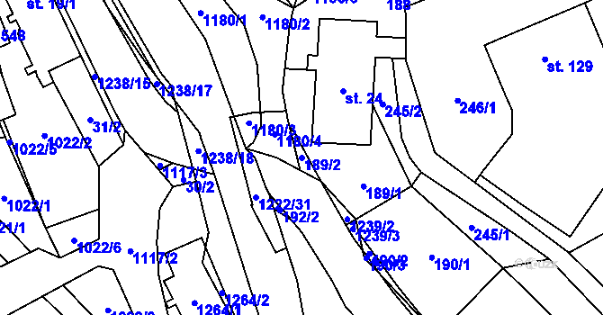 Parcela st. 189/2 v KÚ Heřmanice u Frýdlantu, Katastrální mapa