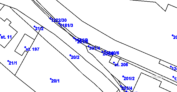 Parcela st. 201/4 v KÚ Heřmanice u Frýdlantu, Katastrální mapa
