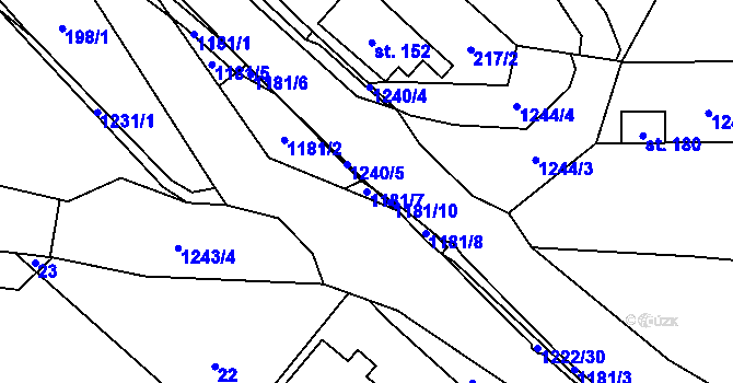 Parcela st. 1181/7 v KÚ Heřmanice u Frýdlantu, Katastrální mapa