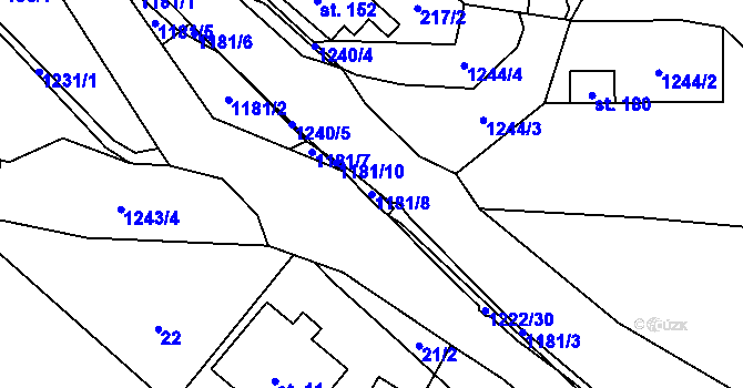 Parcela st. 1181/8 v KÚ Heřmanice u Frýdlantu, Katastrální mapa