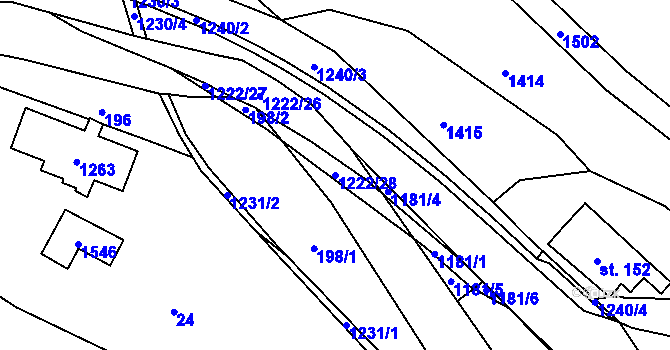 Parcela st. 1222/28 v KÚ Heřmanice u Frýdlantu, Katastrální mapa