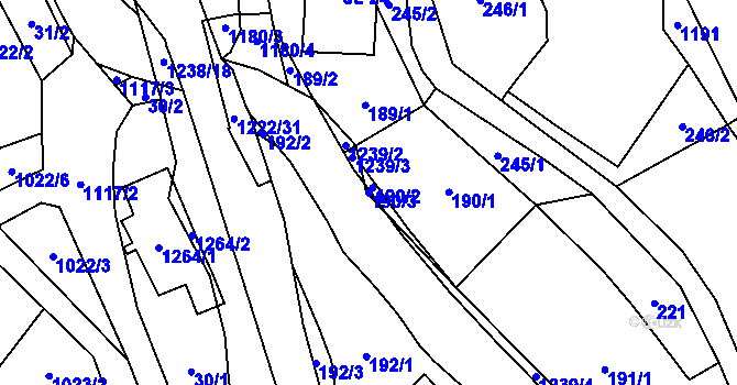Parcela st. 190/3 v KÚ Heřmanice u Frýdlantu, Katastrální mapa