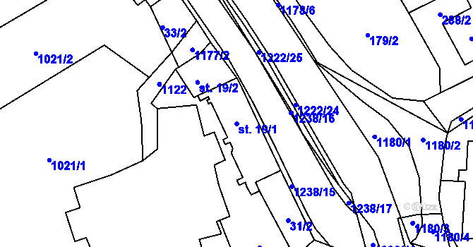 Parcela st. 19/1 v KÚ Heřmanice u Frýdlantu, Katastrální mapa