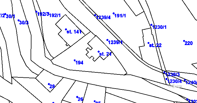 Parcela st. 21 v KÚ Heřmanice u Frýdlantu, Katastrální mapa