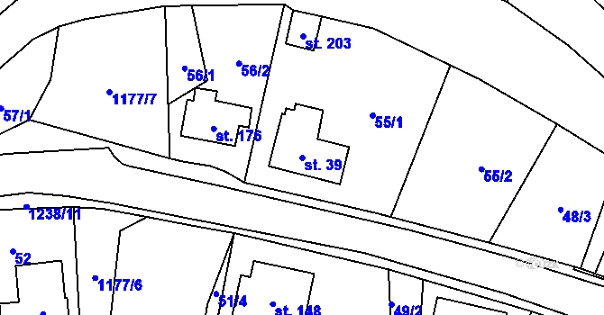 Parcela st. 39 v KÚ Heřmanice u Frýdlantu, Katastrální mapa