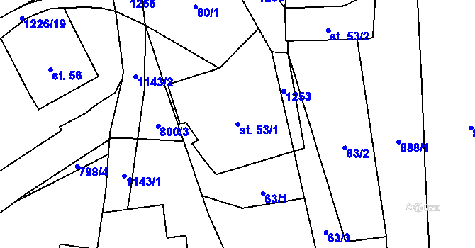 Parcela st. 53/1 v KÚ Heřmanice u Frýdlantu, Katastrální mapa