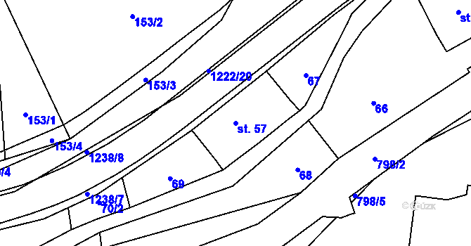 Parcela st. 57 v KÚ Heřmanice u Frýdlantu, Katastrální mapa