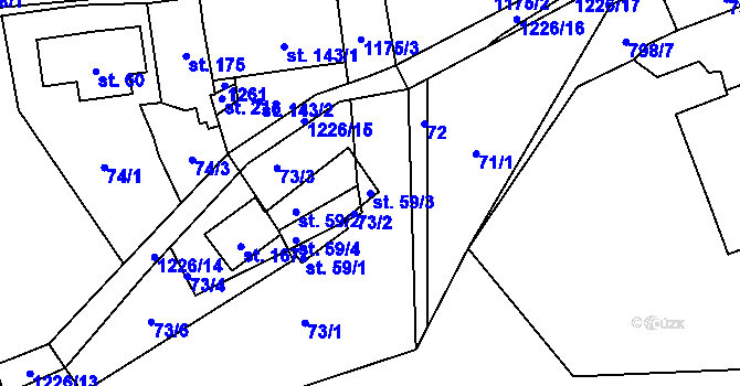 Parcela st. 59/3 v KÚ Heřmanice u Frýdlantu, Katastrální mapa