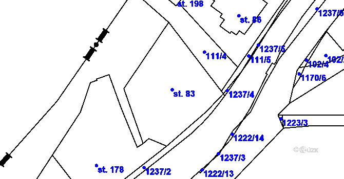 Parcela st. 83 v KÚ Heřmanice u Frýdlantu, Katastrální mapa
