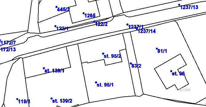 Parcela st. 95/2 v KÚ Heřmanice u Frýdlantu, Katastrální mapa