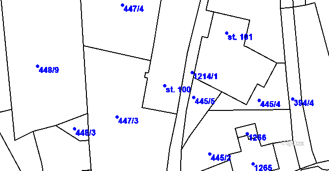 Parcela st. 100 v KÚ Heřmanice u Frýdlantu, Katastrální mapa