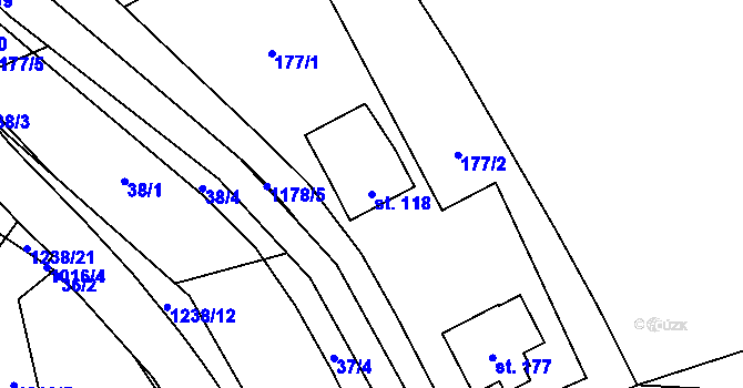 Parcela st. 118 v KÚ Heřmanice u Frýdlantu, Katastrální mapa