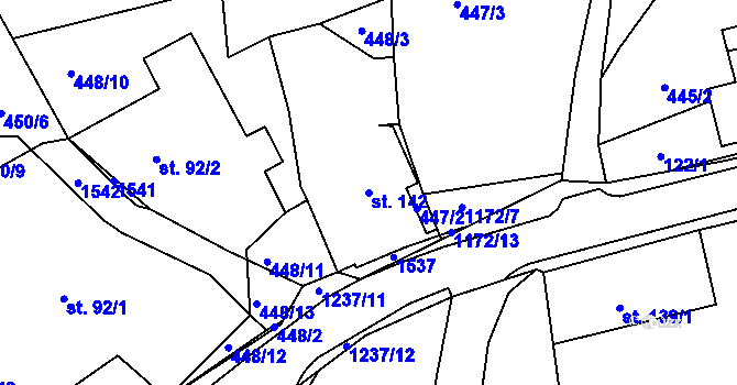 Parcela st. 142 v KÚ Heřmanice u Frýdlantu, Katastrální mapa