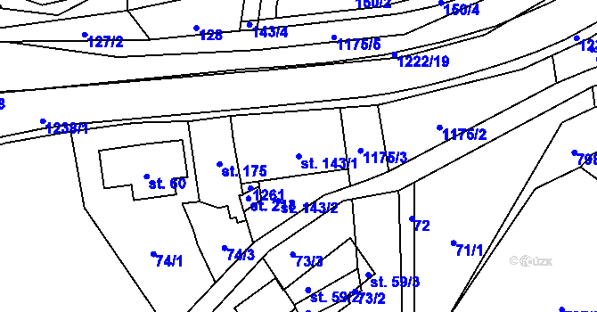 Parcela st. 143/1 v KÚ Heřmanice u Frýdlantu, Katastrální mapa