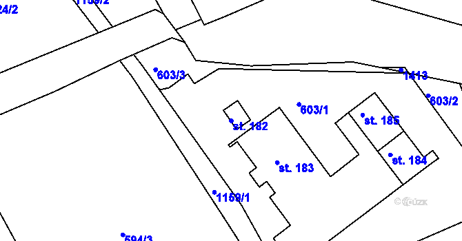 Parcela st. 182 v KÚ Heřmanice u Frýdlantu, Katastrální mapa