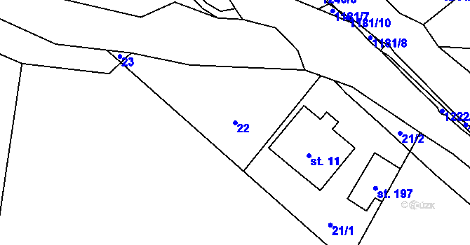 Parcela st. 22 v KÚ Heřmanice u Frýdlantu, Katastrální mapa