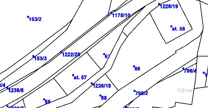 Parcela st. 67 v KÚ Heřmanice u Frýdlantu, Katastrální mapa