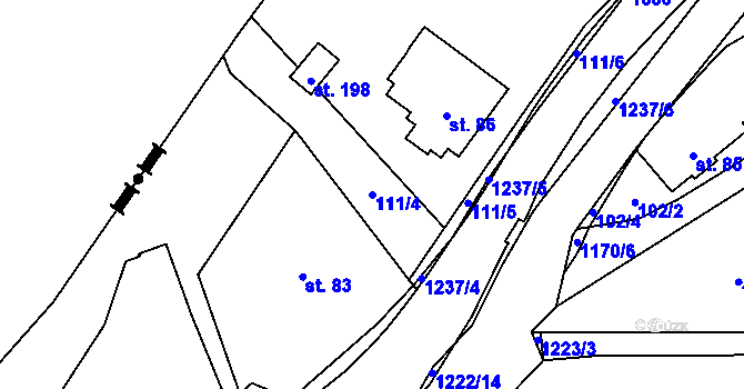 Parcela st. 111/4 v KÚ Heřmanice u Frýdlantu, Katastrální mapa