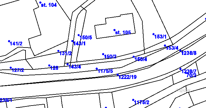 Parcela st. 150/2 v KÚ Heřmanice u Frýdlantu, Katastrální mapa