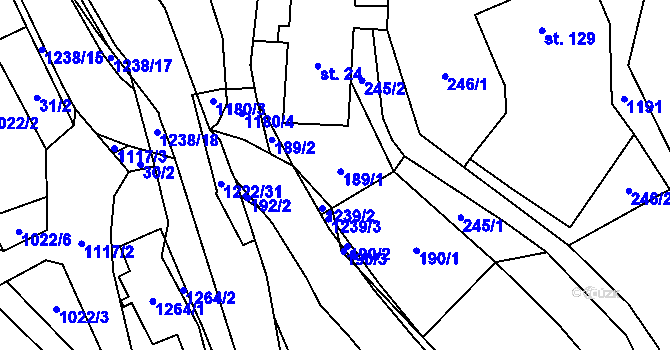 Parcela st. 189 v KÚ Heřmanice u Frýdlantu, Katastrální mapa
