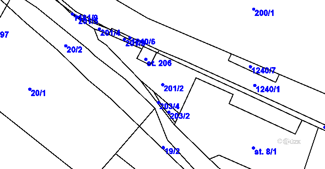 Parcela st. 201/2 v KÚ Heřmanice u Frýdlantu, Katastrální mapa
