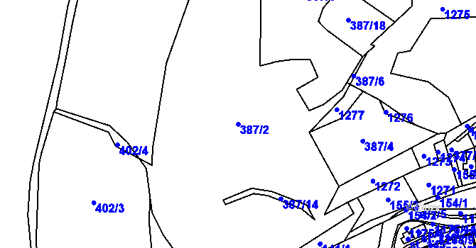 Parcela st. 387/2 v KÚ Heřmanice u Frýdlantu, Katastrální mapa