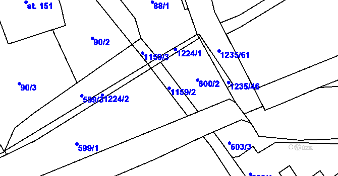Parcela st. 1159/2 v KÚ Heřmanice u Frýdlantu, Katastrální mapa