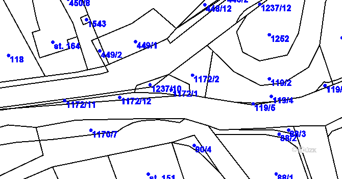 Parcela st. 1172/1 v KÚ Heřmanice u Frýdlantu, Katastrální mapa