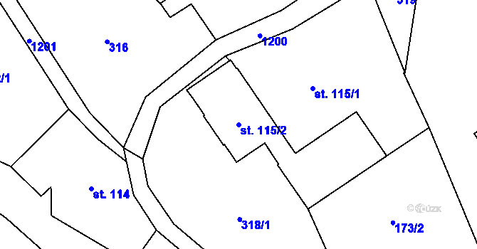 Parcela st. 115/2 v KÚ Heřmanice u Frýdlantu, Katastrální mapa