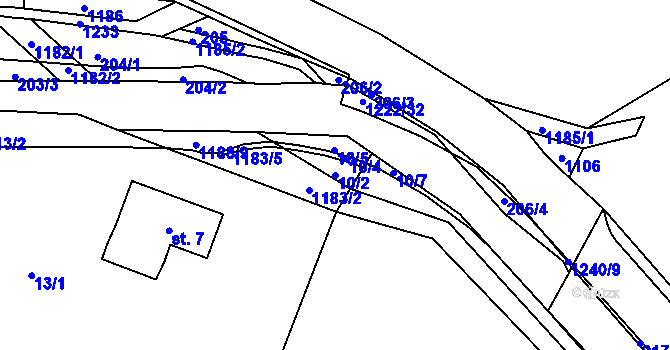 Parcela st. 10/2 v KÚ Heřmanice u Frýdlantu, Katastrální mapa