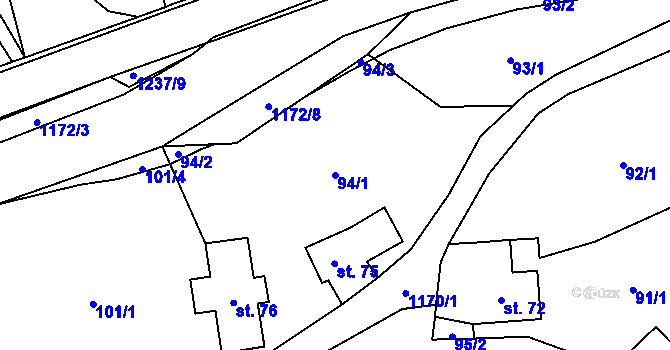 Parcela st. 94/1 v KÚ Heřmanice u Frýdlantu, Katastrální mapa