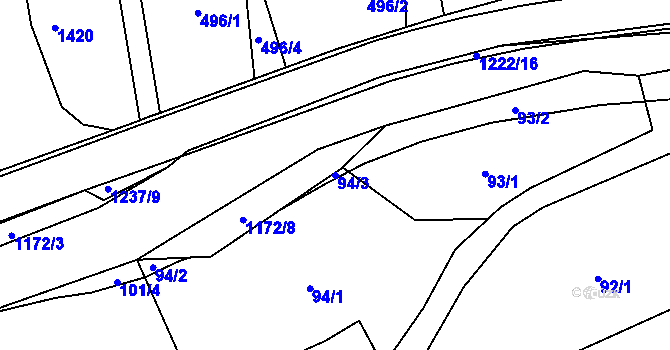 Parcela st. 94/3 v KÚ Heřmanice u Frýdlantu, Katastrální mapa
