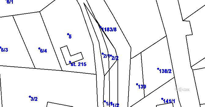 Parcela st. 2/1 v KÚ Heřmanice u Frýdlantu, Katastrální mapa