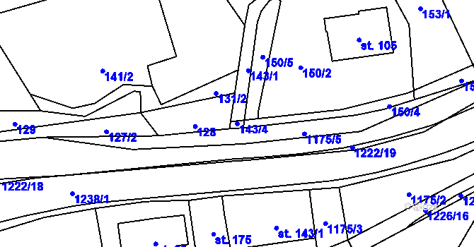 Parcela st. 143/4 v KÚ Heřmanice u Frýdlantu, Katastrální mapa