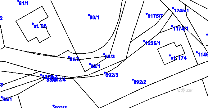 Parcela st. 80/3 v KÚ Heřmanice u Frýdlantu, Katastrální mapa