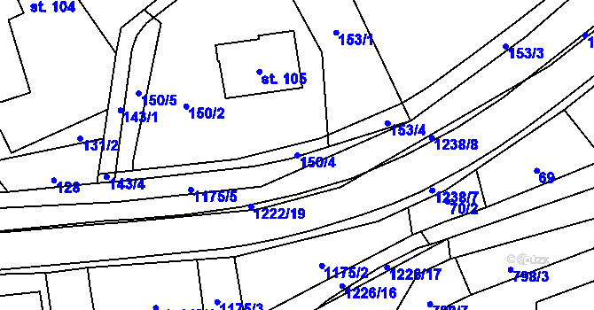 Parcela st. 150/4 v KÚ Heřmanice u Frýdlantu, Katastrální mapa