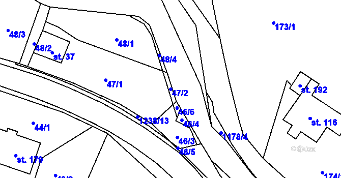 Parcela st. 47/2 v KÚ Heřmanice u Frýdlantu, Katastrální mapa