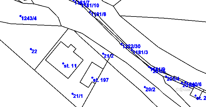 Parcela st. 21/2 v KÚ Heřmanice u Frýdlantu, Katastrální mapa