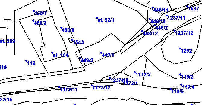 Parcela st. 449/1 v KÚ Heřmanice u Frýdlantu, Katastrální mapa