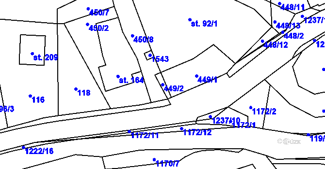Parcela st. 449/2 v KÚ Heřmanice u Frýdlantu, Katastrální mapa