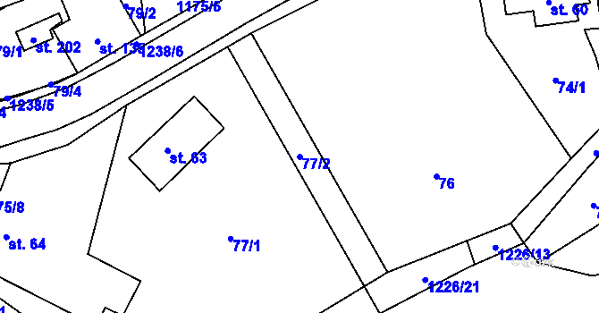 Parcela st. 77/2 v KÚ Heřmanice u Frýdlantu, Katastrální mapa