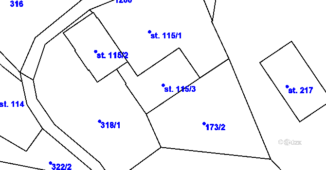 Parcela st. 115/3 v KÚ Heřmanice u Frýdlantu, Katastrální mapa